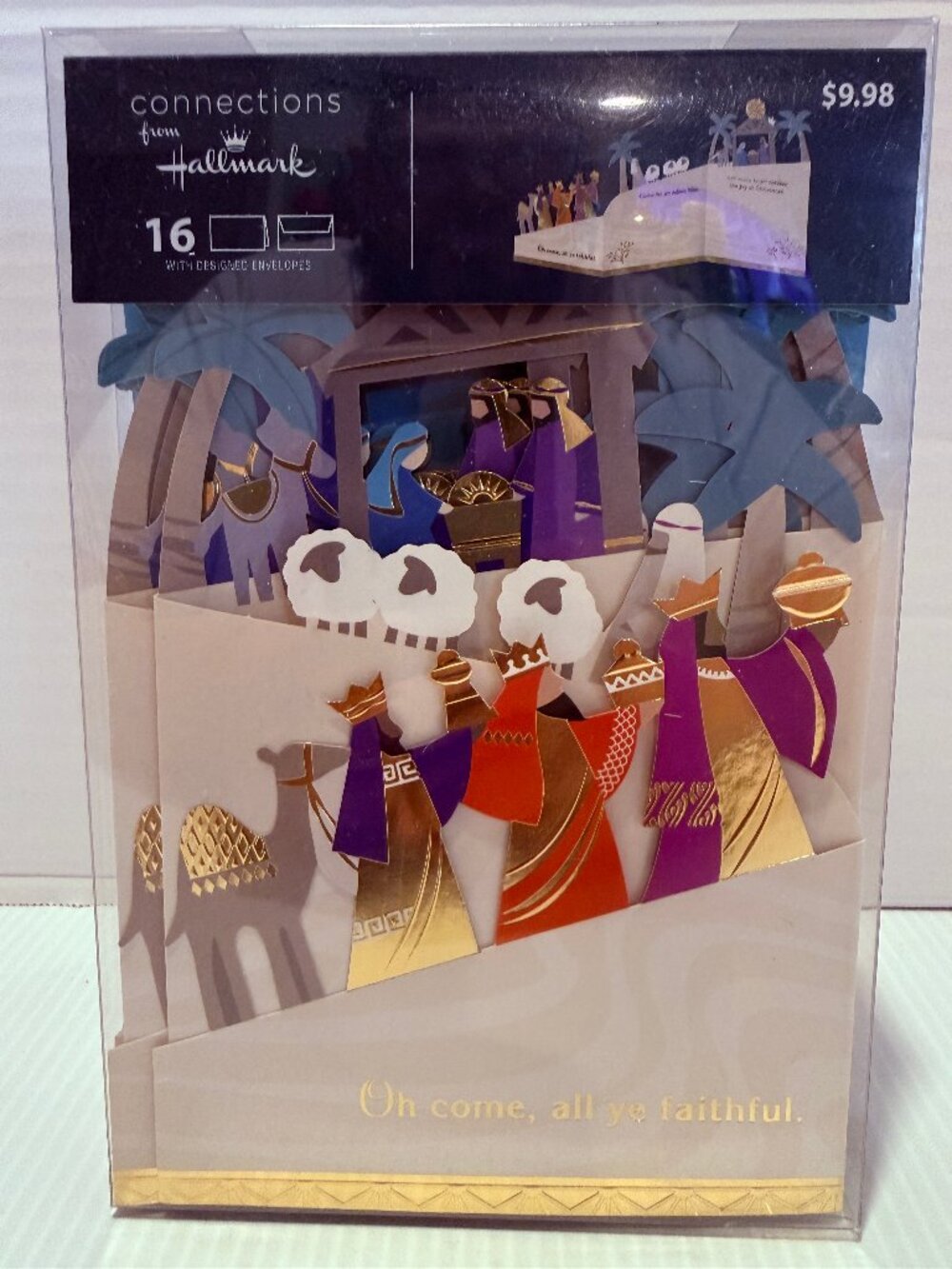 Hallmark Nativity Scene 3D Pop Up Shadow Box Christmas Cards Set of 16 Wise Men
